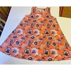 Allison Britney Womens dress Large Trapeze Orange Sleeveless